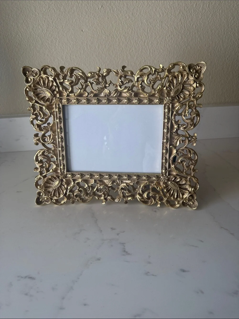 Gold Tone Picture Frame with Glass